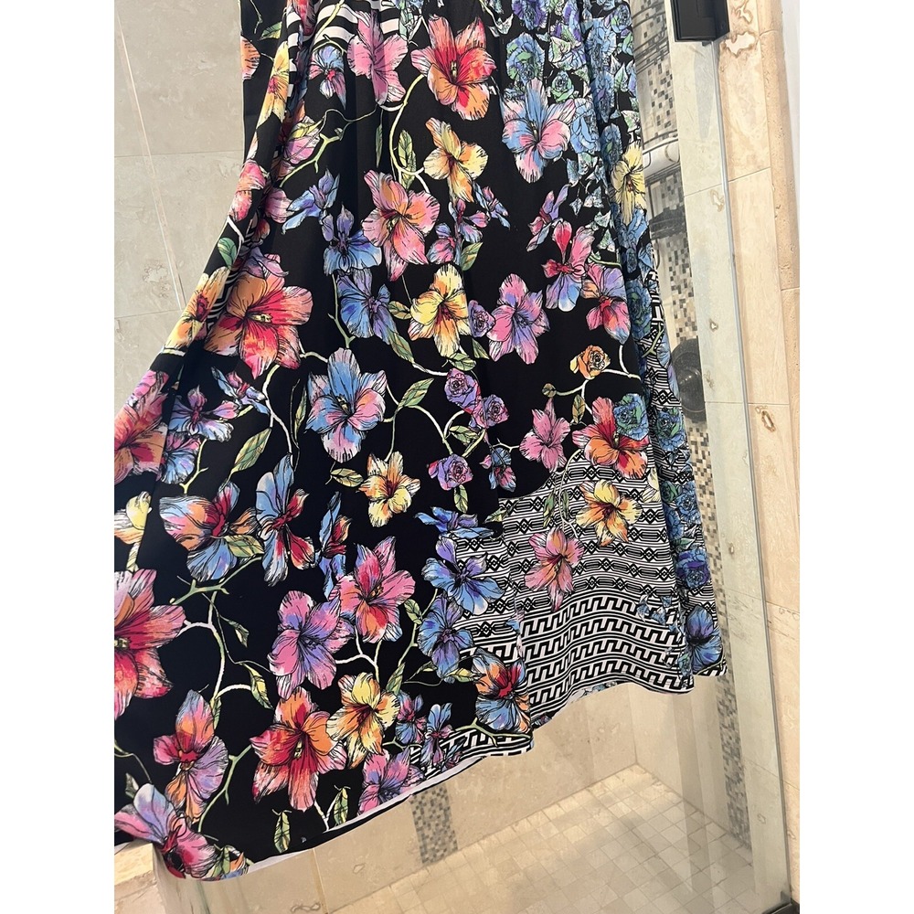 Avenue Pink Black Hibiscus Jersey Pull-On Stretch Straight Maxi Skirt 18 20 Slit